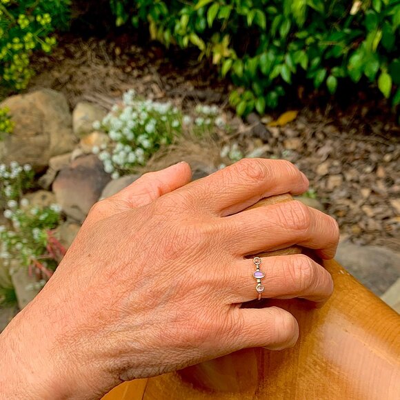 Melissa Joy Manning horseshoe 14k semi-precious stones trinity ring - Picture 8 of 13